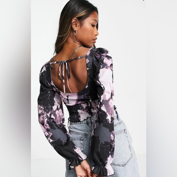 Topshop Square Necked Crop Top - Tie Dye - Size XS - Picture 2 of 9